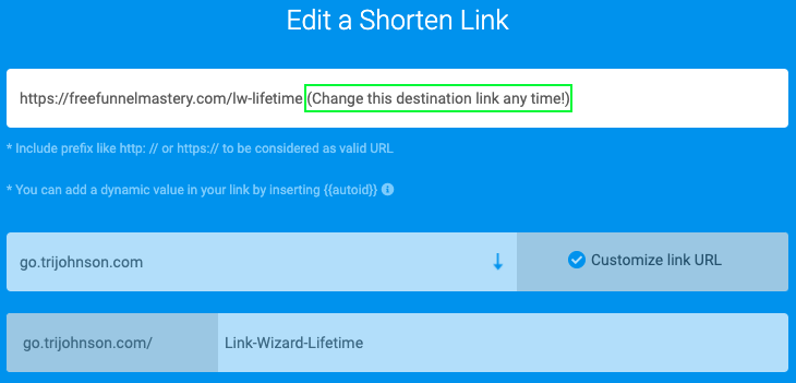 Change Destination Links Change Destination Links