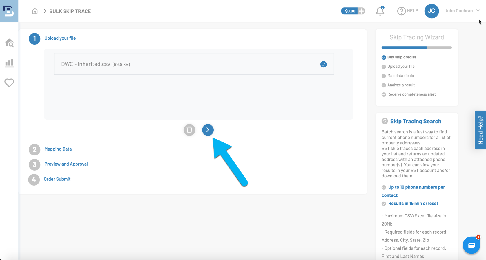 Skip tracing seller leads using batch skip tracing systemate